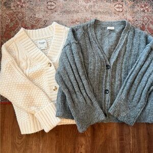 BUNDLE! - TOP SHOP Gray and Abercrombie Cream Women's Cardigans
